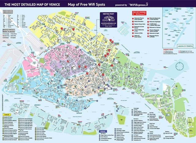 Mapa das paisagens de Veneza