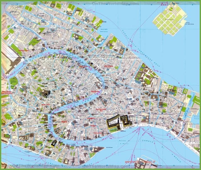 Mapa do centro da cidade de Veneza