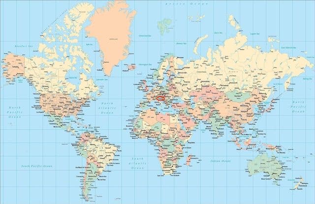 Localização de Veneza no mapa mundial