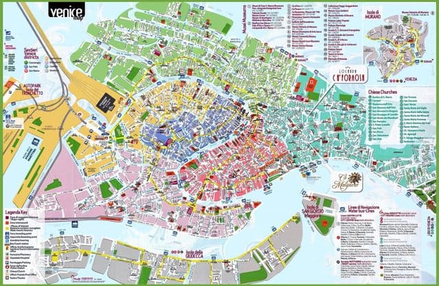 Mapa das estradas de Veneza