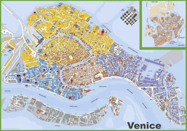 Mapa das ruas de Veneza